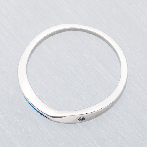 Anello donna curvo minimalista gioielli argento zirconi opale fuoco blu misura 6 7 8 9 10 - Foto 8 di 36