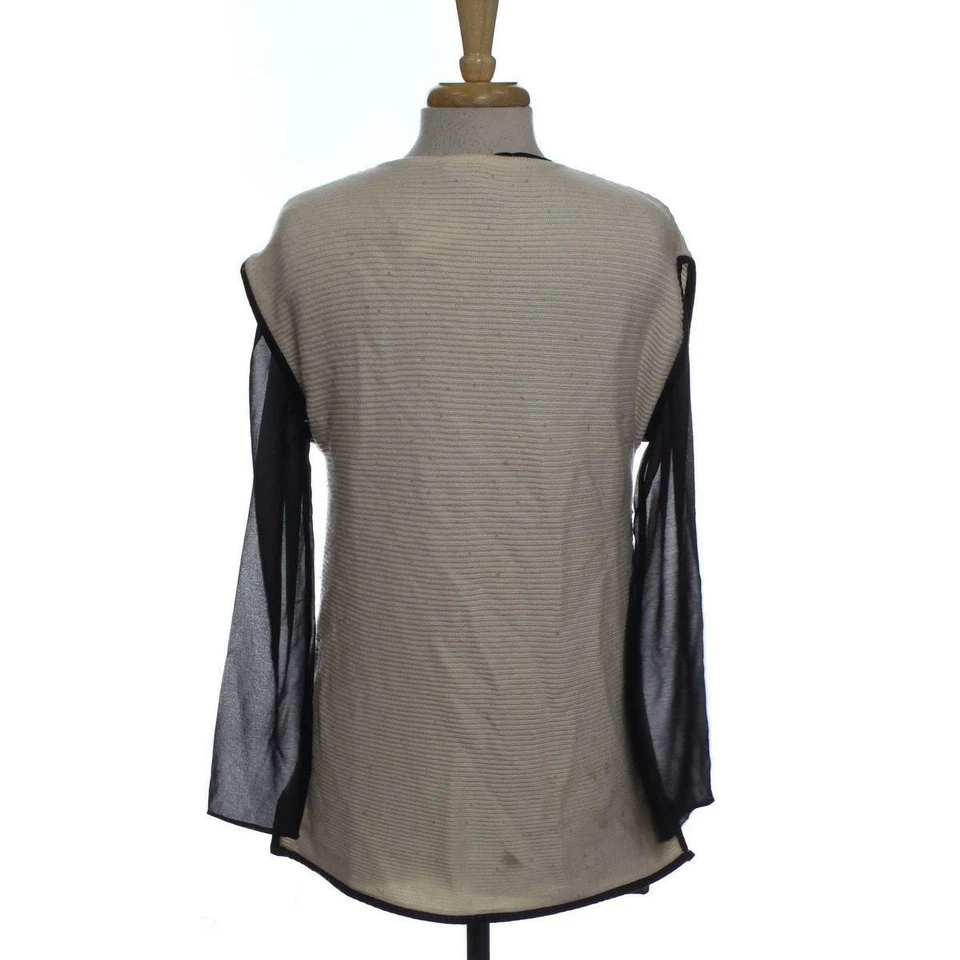 Camisa Top Grace Elements Mujer M Imitación Cuero Pull Over Elegante Marfil Manga Larga Foto 3 de 3