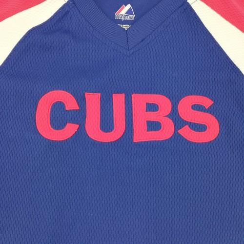 Majestic Chicago Cubs Baseball Shirt Size L Youth Red White Blue Graphic Logo - Picture 6 of 12