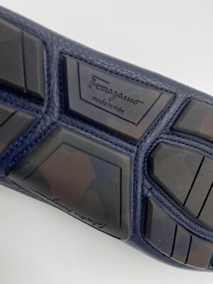 $900 Salvatore Ferragamo Grandprix Blue Leather Drivers US 8  display picture 2