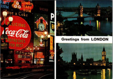 Vintage Coca Cola Sign Greetings From London England Postcard
