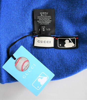 GUCCI ラメ糸ビーニー ライトブルー 🆕️ Authentic GUCCI NY YANKEES EDITION MLB Blue BEANIE Hat