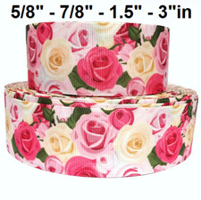 GROSGRAIN RIBBON 5/8", 7/8", 1.5", 3" Flowers Roses Mother's Day Spring Printed