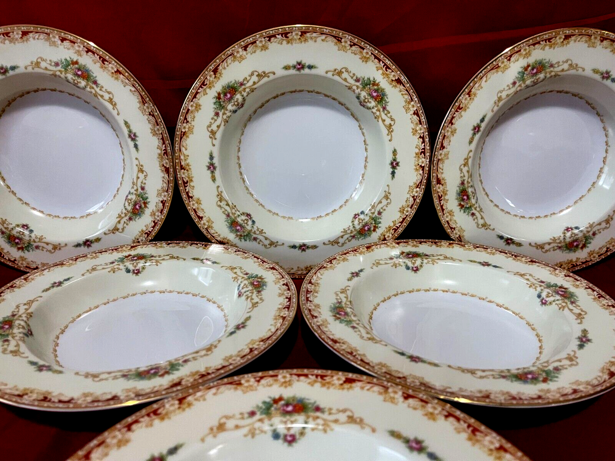 Noritake Mystery 173 Occupied Japan Set Of 6 Soup Bowls 8