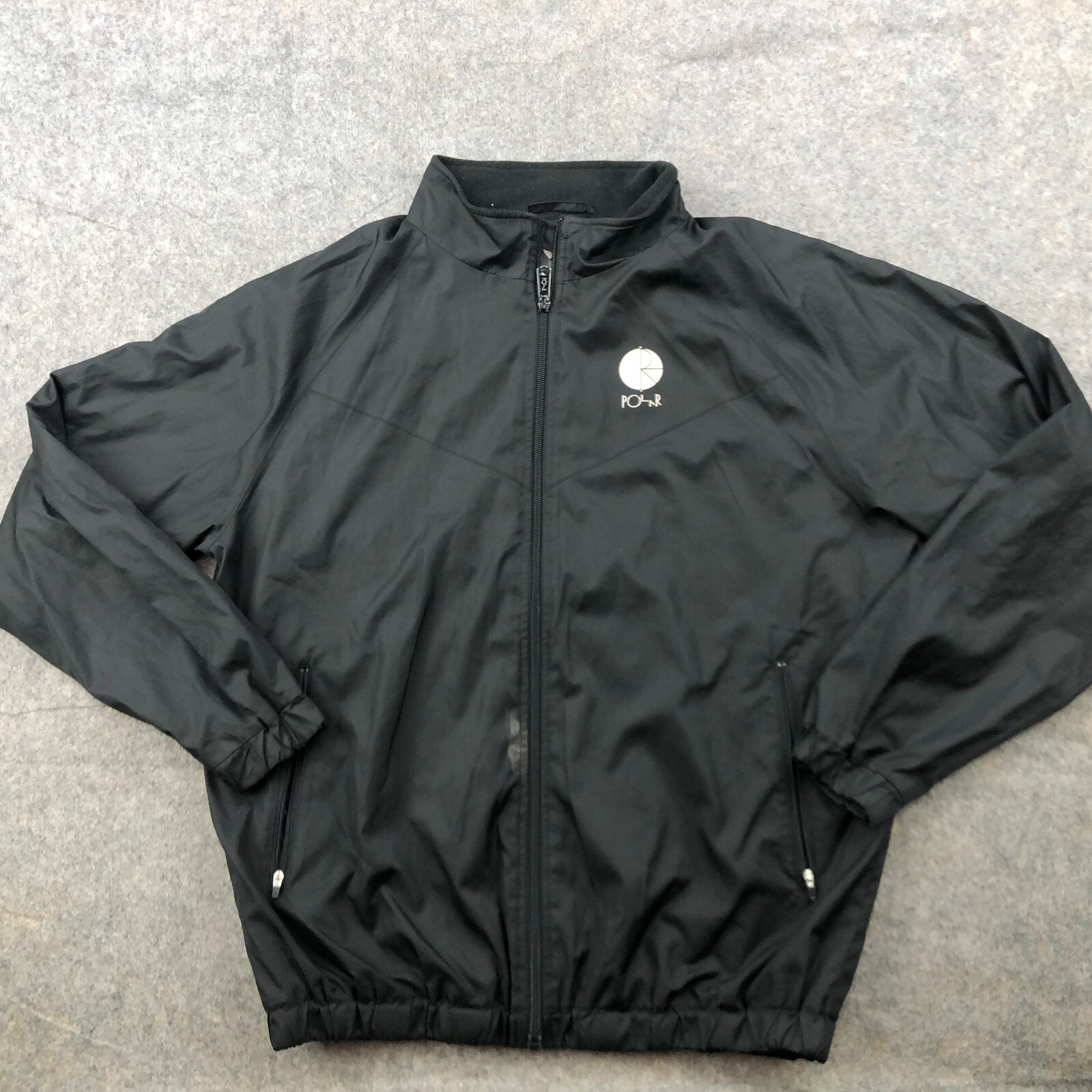 Mens Medium Black Pocket Full Zip Windbreaker Track