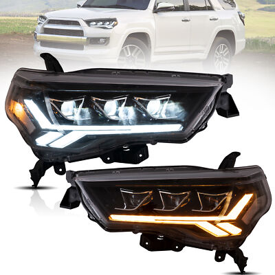 LED Projector Headlights For 2014-2024 Toyota 4Runner Black DRL W/Sequential Set