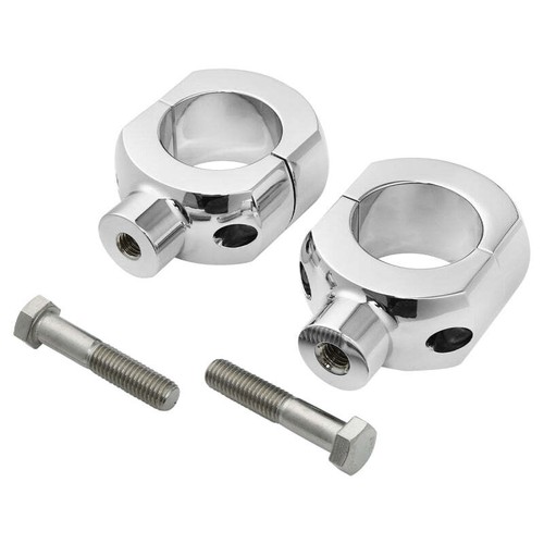 CHROME "KNIGHT" RISERS 2" RISE PAIR FOR 2"RISER CLAMP DIAMETER HARLEY HANDLEBARS - Imagen 1 de 3