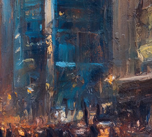 City Crowd Sunset Glow 5"x7" Print on Matte Paper | Urban Street Scene Art - Picture 13 of 17