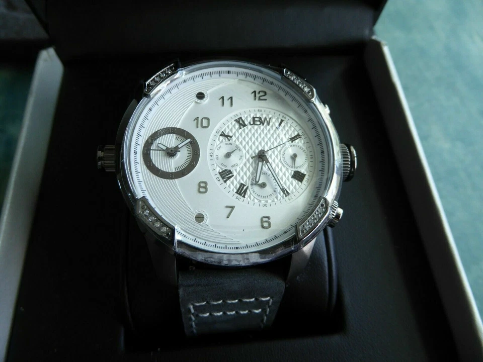 $1095 Reloj para hombre JBW G3 esfera plateada tres zonas horarias diamante J6325G Gunmetal Foto 4 de 4