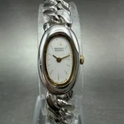 Seiko Watch Women 13mm Silver Dial Silver Tone Oval 2E20-6269 New Battery