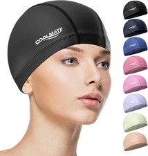 COOLMATE Comfortable Swim Cap, Non-Slip Fabric with Water Resistant Silicone, 1p