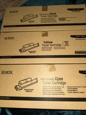 Lot of 3  Xerox Phaser 6360 Toner Cartridges Black, Cyan, And Yellow