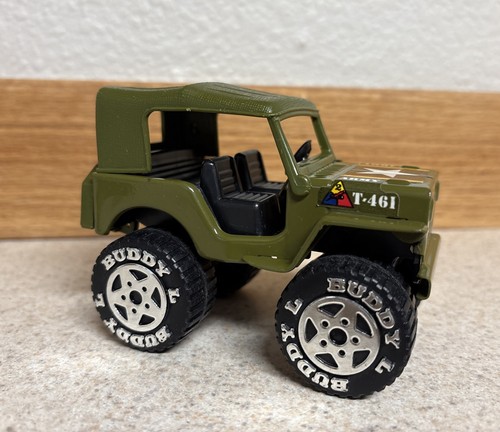 VINTAGE BUDDY L T-461 ARMY JEEP GREEN JAPAN 1980 PLASTIC METAL & ARMY LANYARD - Picture 2 of 9