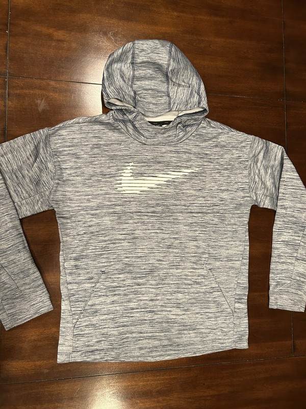Nike Dri-fit Gray-White Hoodie Girls XL Warming Pocket Excellent!