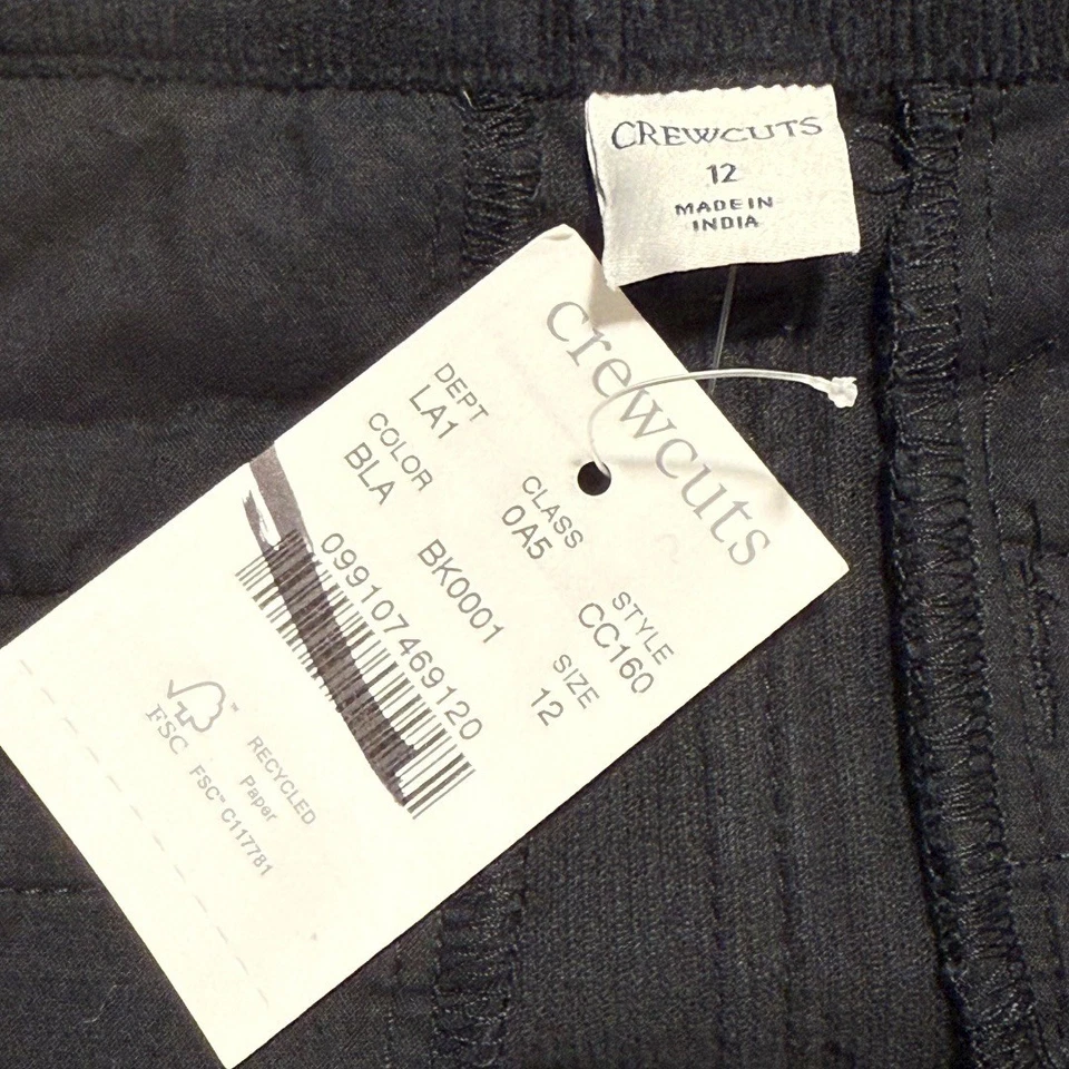 Minifalda para niños Crewcuts negra de pana línea A con botones delanteros talla 12 nueva con etiquetas Foto 3 de 4