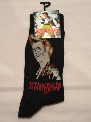 ACE VENTURA Crew Socks Jim Carrey Novelty Black Adult Sock Size 7-12 