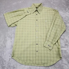 Scott Barber Shirt Mens Medium Green Plaid Button Up Long Sleeve Dress Casual