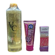KNIYEA VC Soothing Toner 500ml ,SADOER NIACINAMIDE SERUM & SUNSCREEN SPF90- TRIO