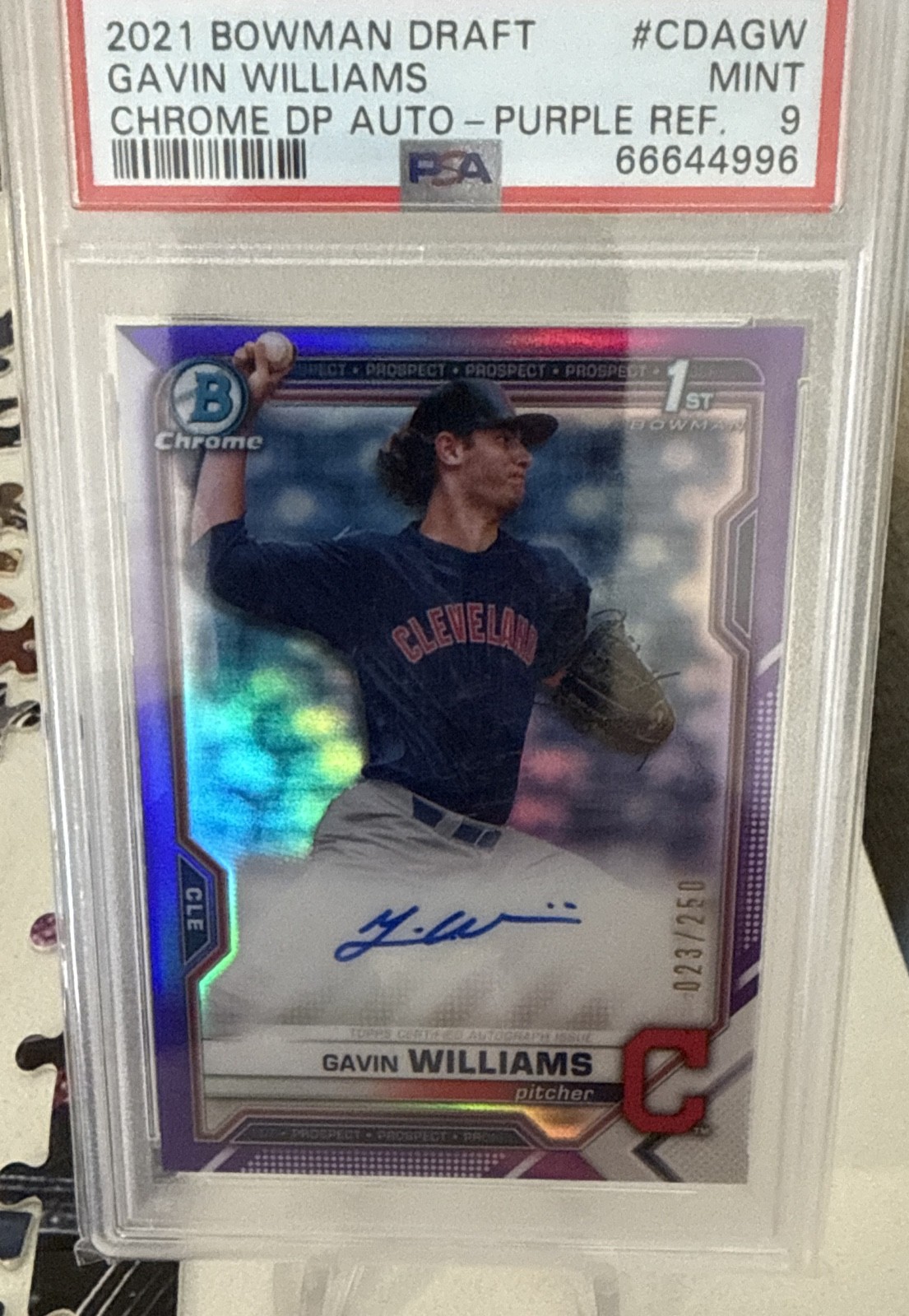2021 Bowman Draft - Chrome Draft Auto Gavin Williams Purple Refractor /250 