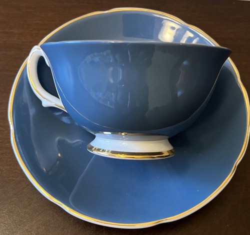 Royal Grafton Fine Bone China Rose flower Blue Tea Cup & Saucer Set England - Picture 4 of 10
