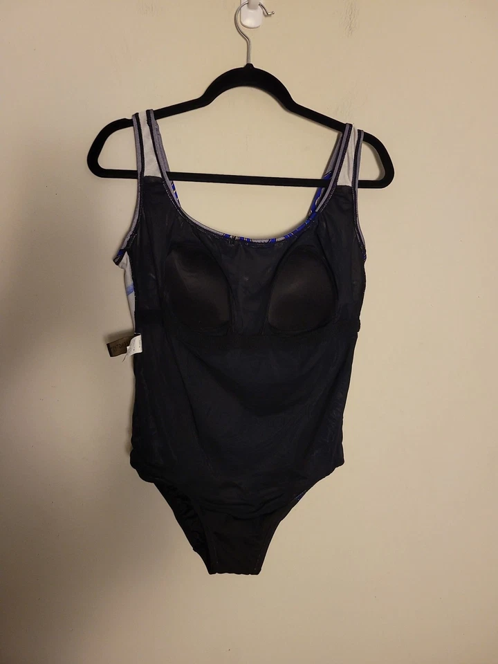 Traje de baño de una pieza floral azul negro talla 14 Foto 4 de 4