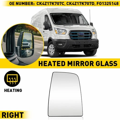Mirror Glass Upper Passenger Side Right RH for Ford Transit Van 150 250 350 HD V