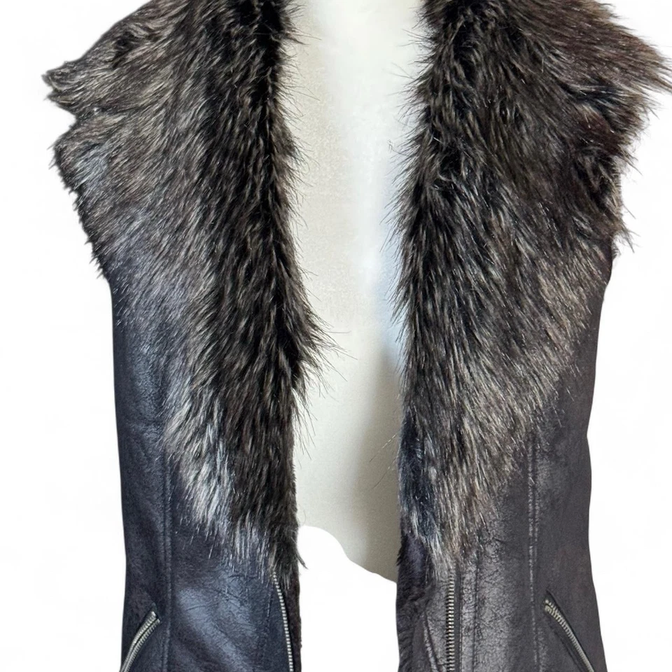 Chaleco Occidental Scully Imitación Cuero Piel Sintética Negro Boho Ranch M Foto 2 de 4