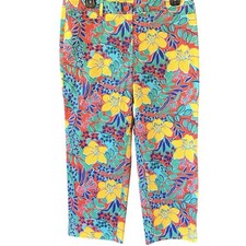 Talbots Perfect Skimmer Cropped Pants Womens 8 Bright Tropical Floral Beach NWT