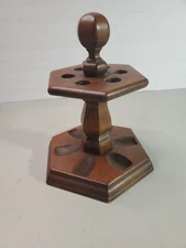 Vintage Wooden Smoke Pipe Stand with 6 Holders