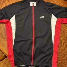 Bellwether Men's Red Cycling Jersey Short Sleeve Crew Neck Zip Closure Size L