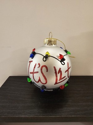 Silver Christmas Ornament W/ ''Its Lit'' Saying W/ Christmas Lights
