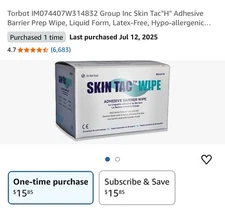 TORBOT Skin-Tac-H Adhesive Barrier Wipes, 50/Box