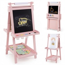 3-In-1 Kids Art Easel with Magnetic White Board, Chalkboard, Paper Roll  Holder