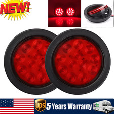 2x 4inch Round Red 24-led Truck Trailer Stop Turn Tail Brake Lights Waterproof