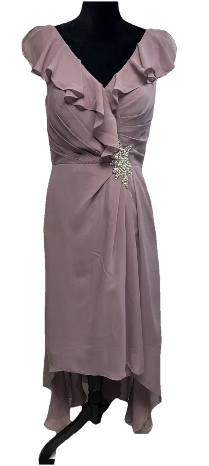 JJ’s House Dusk Purple Flowy V-Neck Chiffon Dress Sz 12 NWT Bridesmaids