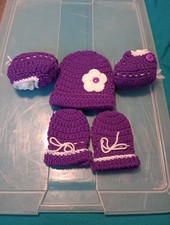 Crocheted Beanie And Bootie Set