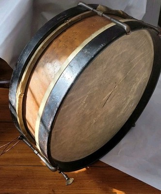 Antique Lyon And Healy  Snare Drum Maple Hoops Calfskin Heads Tension Rod,5 Rods