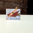 Vintage Badge Butlins Holiday Camp Filey 1949 Woman Riding a Fish Original
