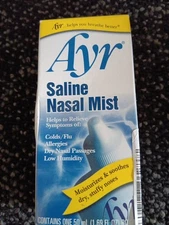 Ayr Saline Nasal Mist Moisturizes & Soothes Dry Stuffy Nose 1.69oz Exp 6/26 M110