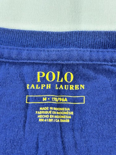 Polo Ralph Lauren camicia scollo a V taglia media blu giallo pony cotone casual uomo - Foto 4 di 10