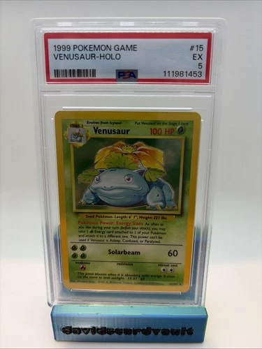 Pokémon TCG Venusaur Base Set Holo Unlimited Rare Card 15/102 1999 WOTC PSA 5 EX