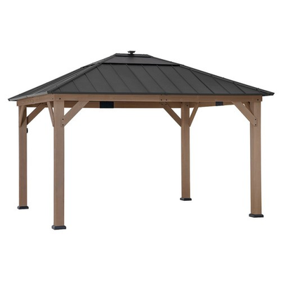 #ad #ad 11 ft. x 13 ft. Cedar Framed Gazebo with Brown Steel and Polycarbonate Hip Roof $1166.28