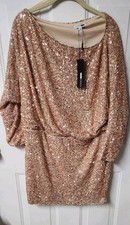 Fashion Nova Valery Sequin Mini Dress Gold size 1X Tag attached Minor Inperfecti
