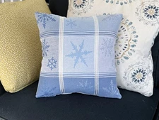 Winter Snowflake handmade decorative Upcycled 16x16 throw pillow cover
