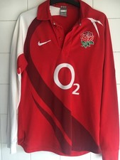 England Rugby Union Small 2007-2009 Nike Red Long Sleeved Away Jersey Rare O2