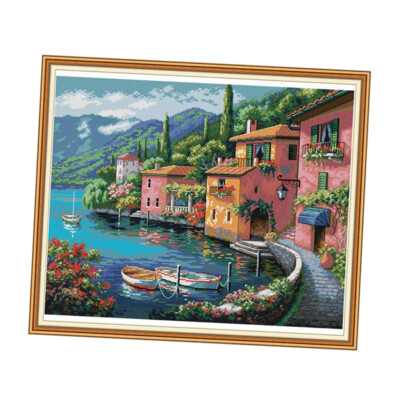 Kreuzstich Set Vorgedruckt 40x50cm - Leuchtturm Motiv Für Anfänger