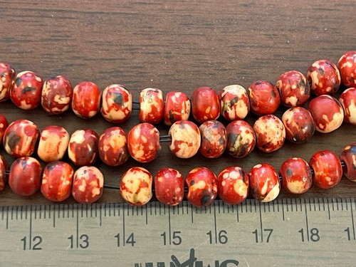 150+ PCS RED TYE DYE ROUND BATIK STYLE BUFFALO BONE BEADS 8 MM - Picture 5 of 5