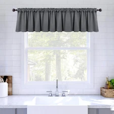 Blackout Valance Rod Pocket Thermal Insulated Window Treatment Tiers Solid Short