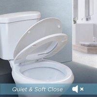 Soft Close Toilet Seat White Bathroom Oval Shape WC Heavy Duty Seats Anti Slam