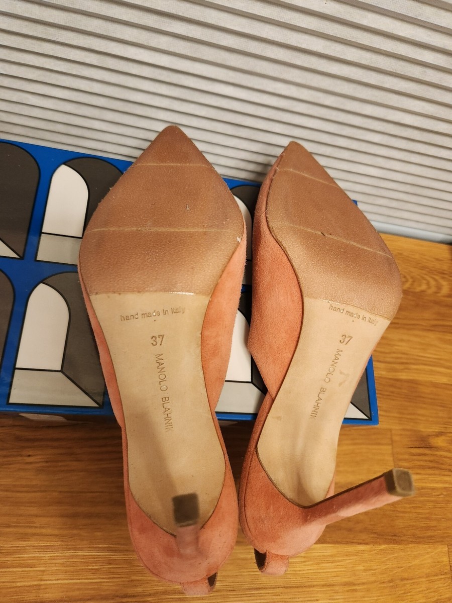 靴 MANOLO BLAHNIK 37 MANOLO BLAHNIK 37 Navy Black Kitten Heel Mules Slides Shoes